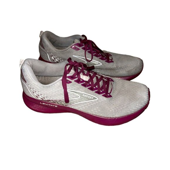 Brooks Levitate 5 GTS Gray Pink Comfort Low Top Running Shoes Womens Size 11 - Picture 1 of 10